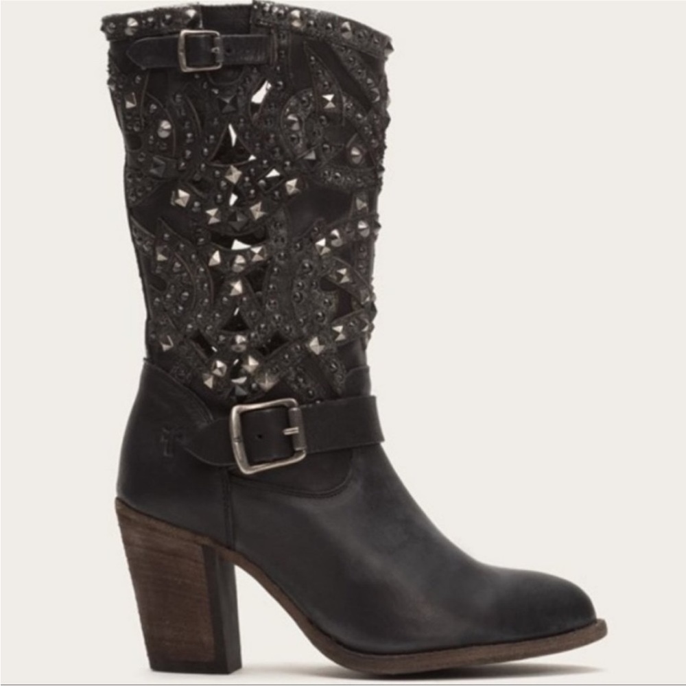 Frye Ilana Deco Studded Boots in Black